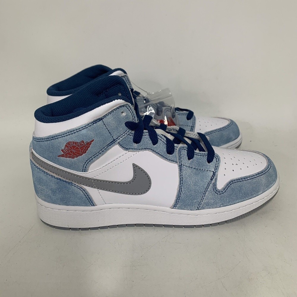 Jordan 1 Mid SE GS Shoes Size 7Y Womens 8.5 French Blue Fire Red  DR6235-401